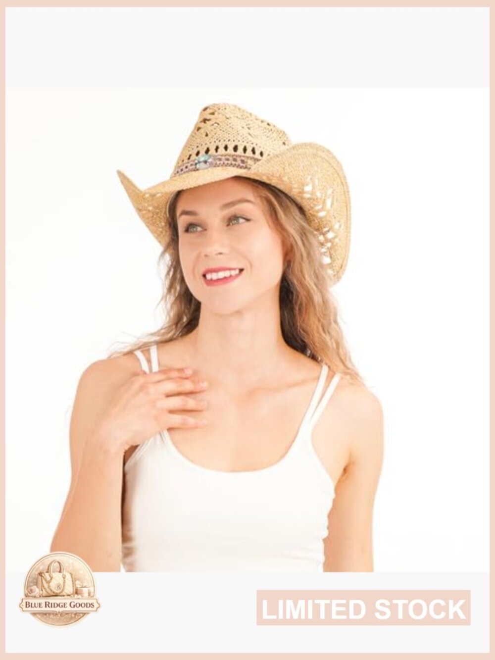 Straw Wide Brim Cowboy Hat Classic Western Shapeable Adjustable Unisex - Picture 5 of 7